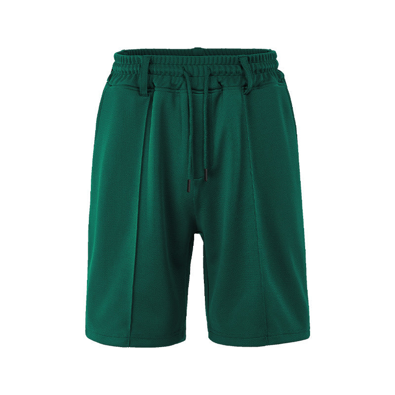 Herren nan technische Netzstruktur-Shorts mit Bügelfalte, Gürtelschlaufen und elastischem Kordelbund EB