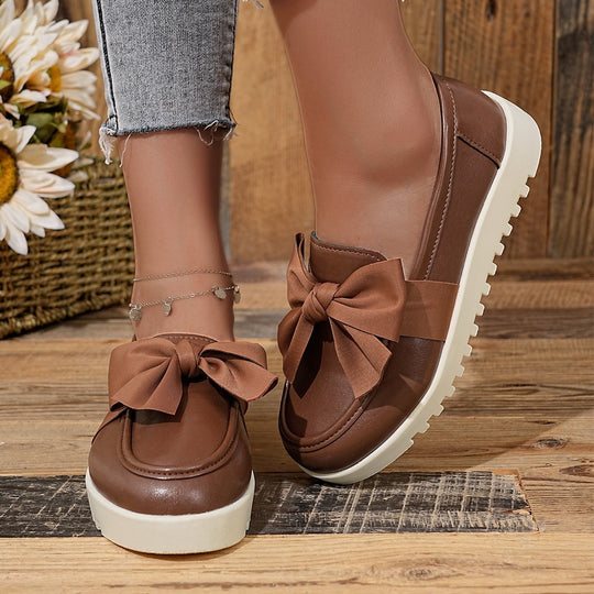 Damen Loafers mit dekorativem Schleifen-Design und rutschfester Sohle EB