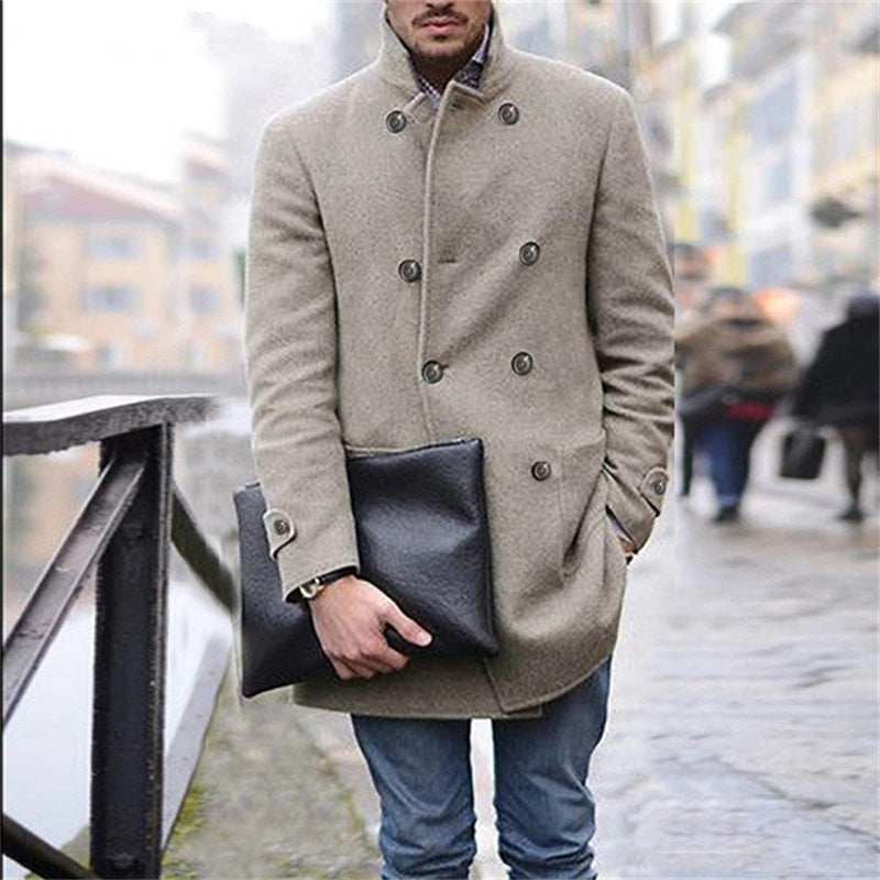 Herren eleganter Wintermantel mit doppelter Knopfleiste und wärmendem Innenfutter EB
