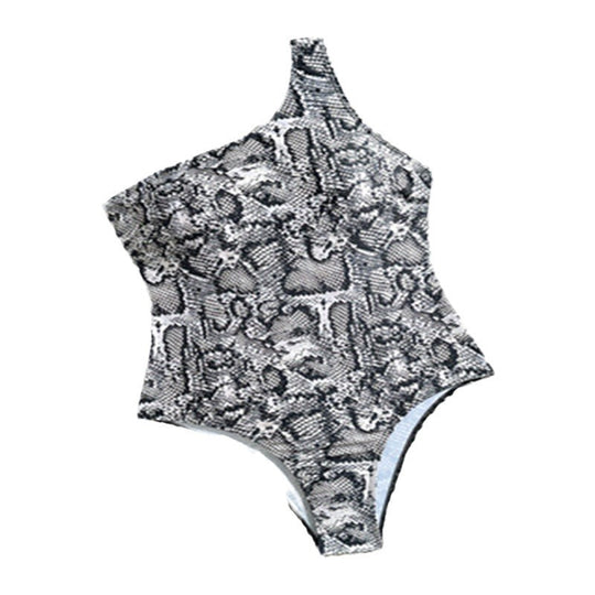 Damen Einteiliger Badeanzug mit asymmetrischem Schlupf-Design EB
