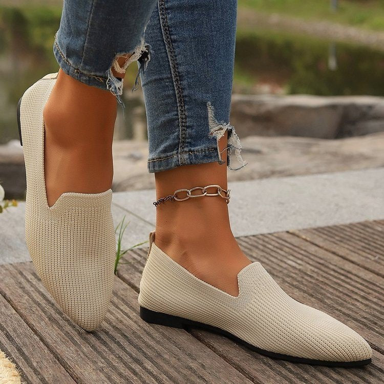 Damen Elegante Slip-On Ballerinas mit atmungsaktivem Gewebe EB