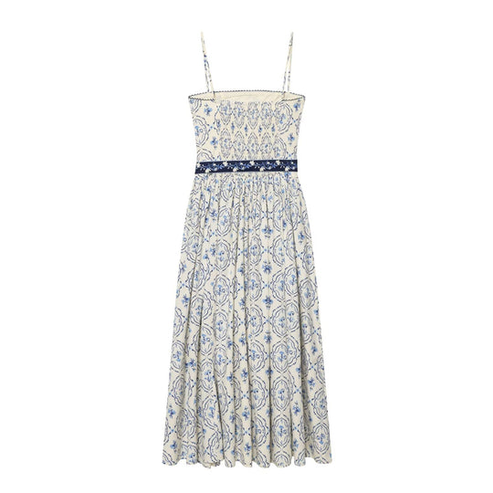 Damen Maxikleid mit floralem Muster und verstellbaren Spaghetti-Trägern EB