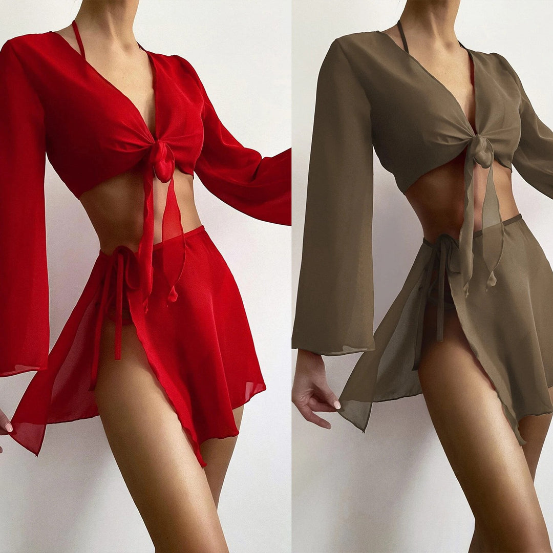 Damen Baumwoll Strandset mit lässigem Wickeldesign EB