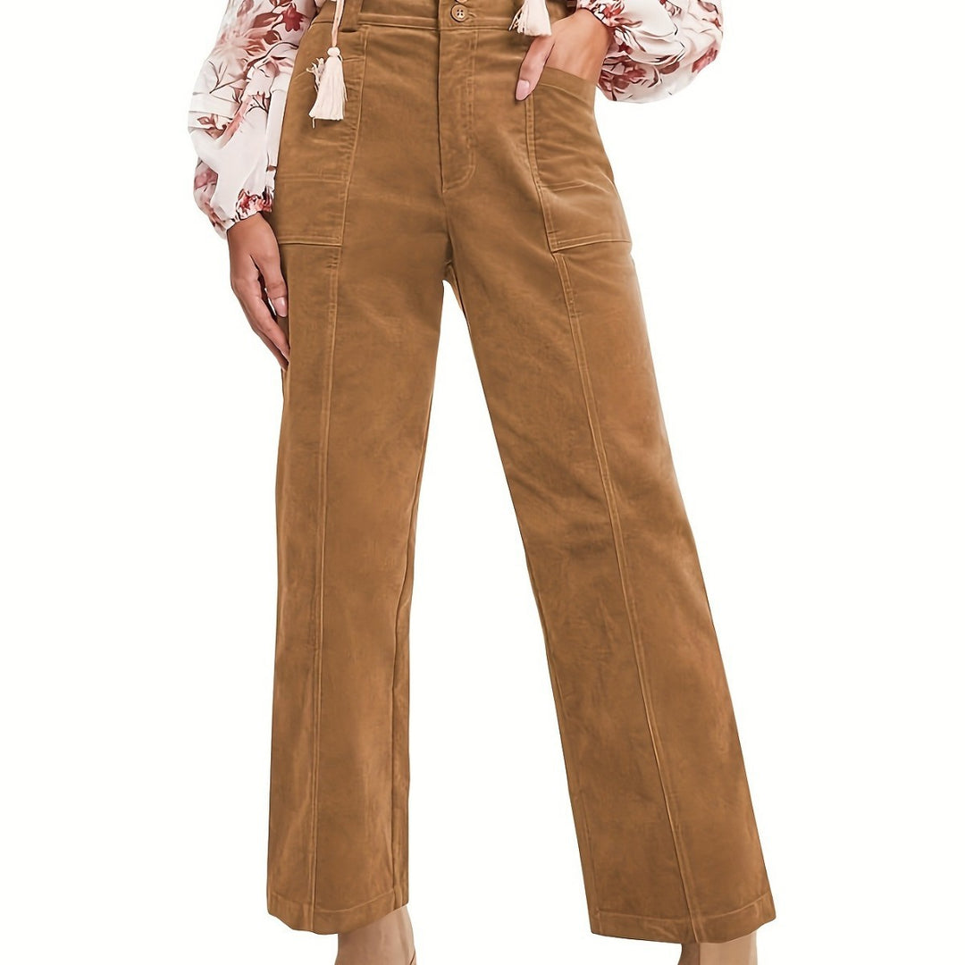Damen Hochgeschnittene Bundfaltenhose EB