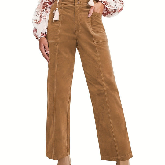 Damen Hochgeschnittene Bundfaltenhose EB