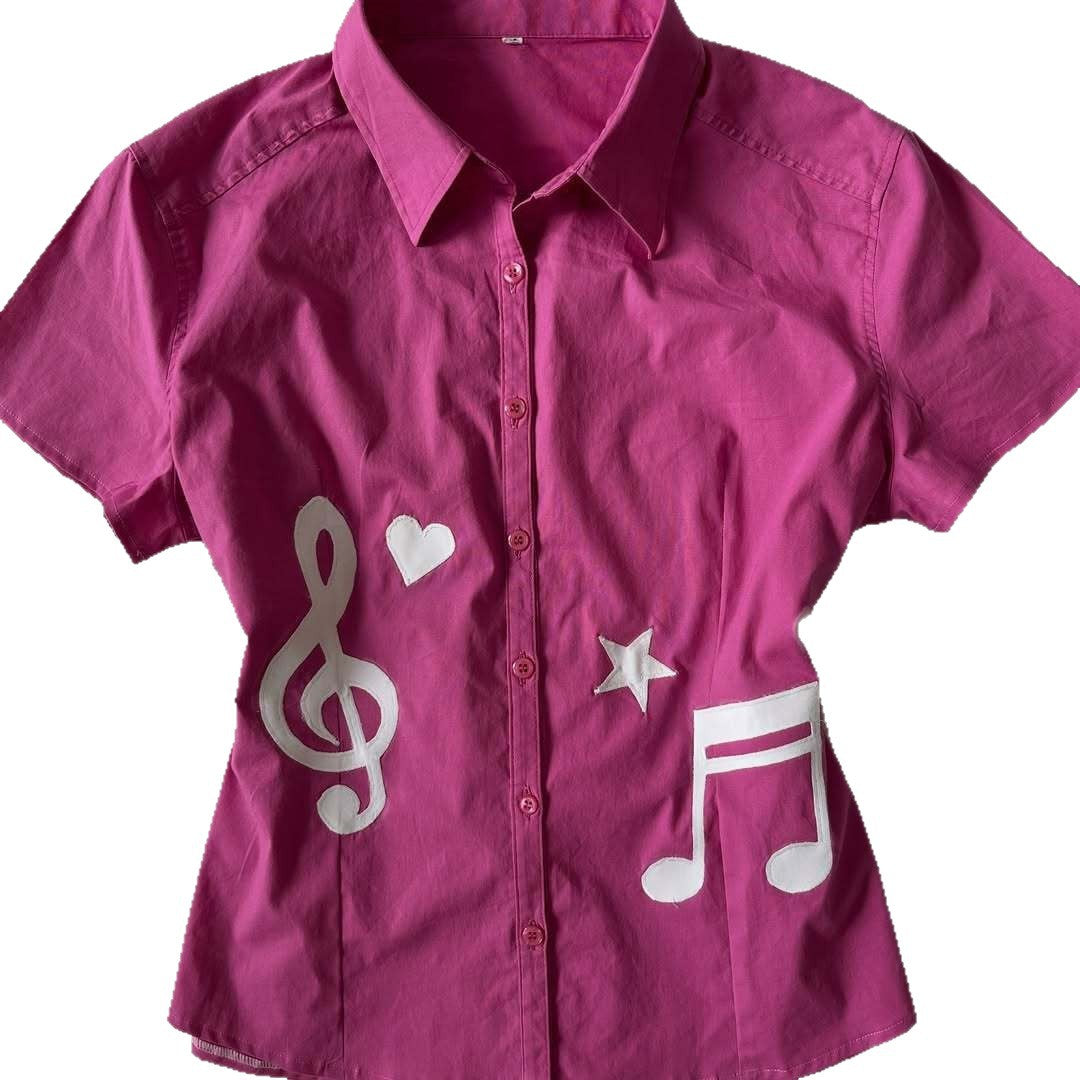 Damen Musikalisches Kurzarmhemd EB