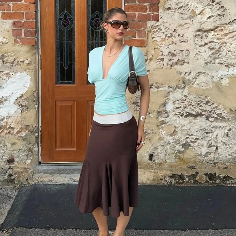 Damen Haltertop mit elegantem Wickeldesign und figurbetonter Passform EB