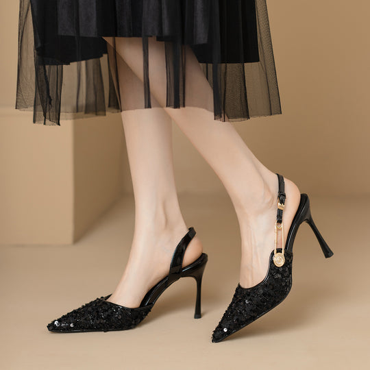 Damen Elegante Slingback-Pumps mit raffiniertem Schmuckdetail EB