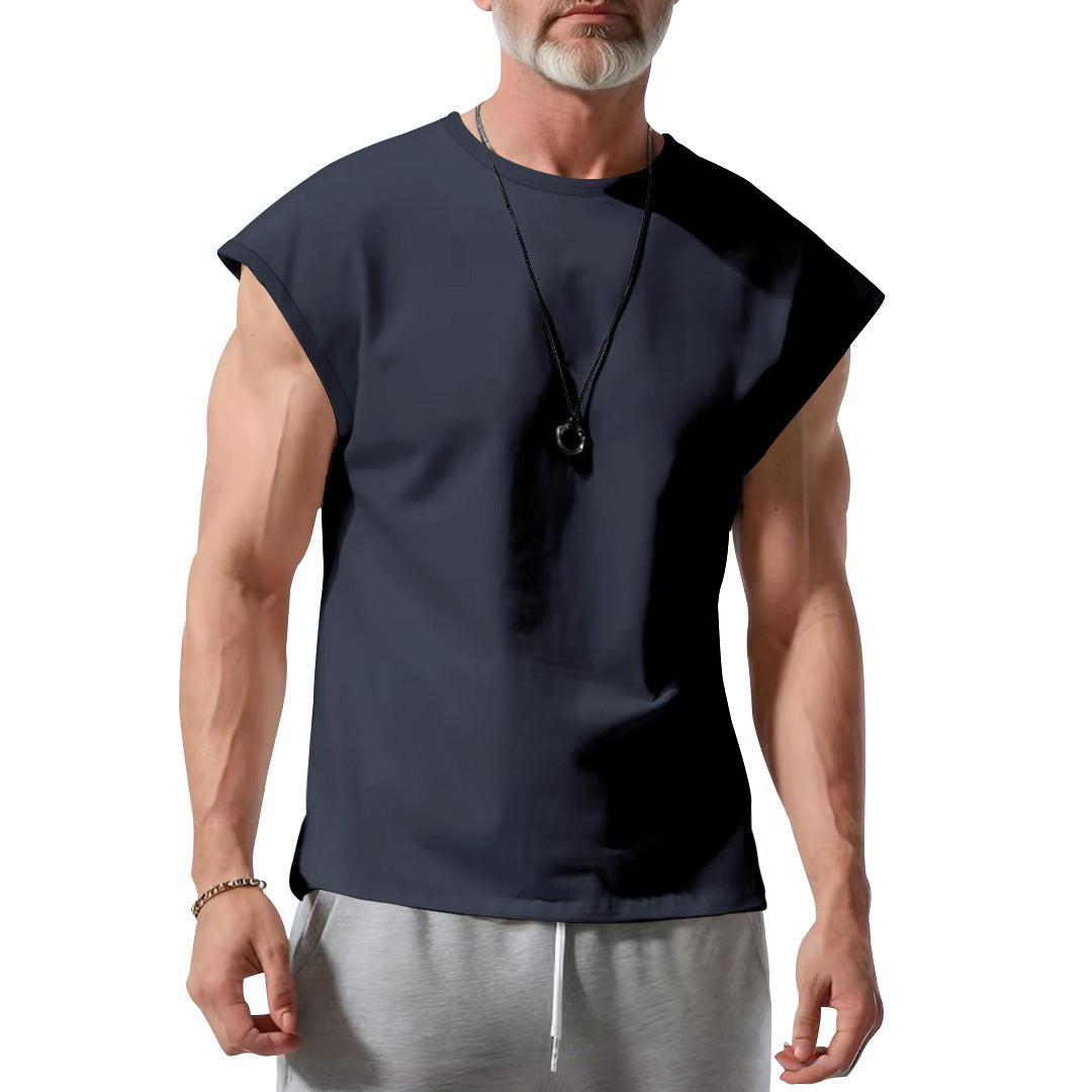 Herren schickes ärmelloses T-Shirt aus atmungsaktivem Baumwollmix EB