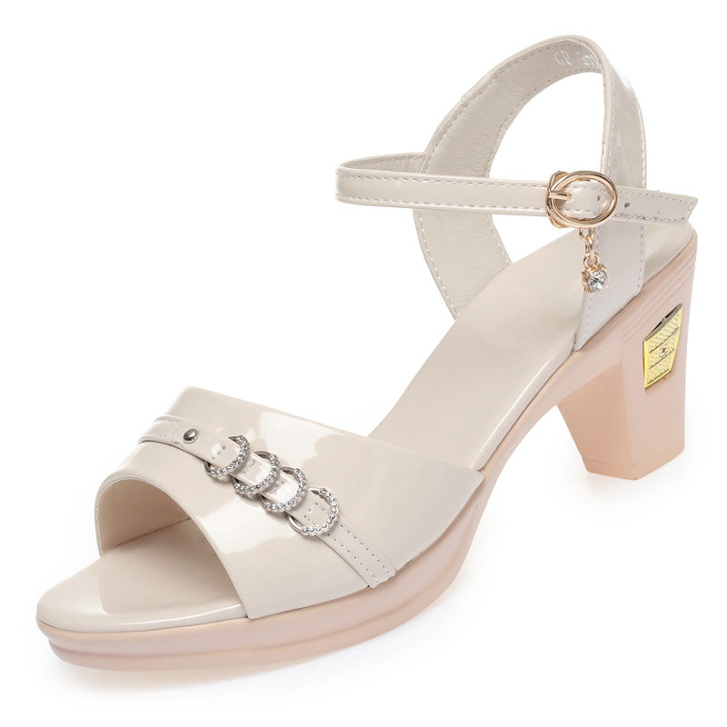 Damen elegante Absatzsandalen mit modischem Schnallenakzent und komfortablem Blockabsatz EB