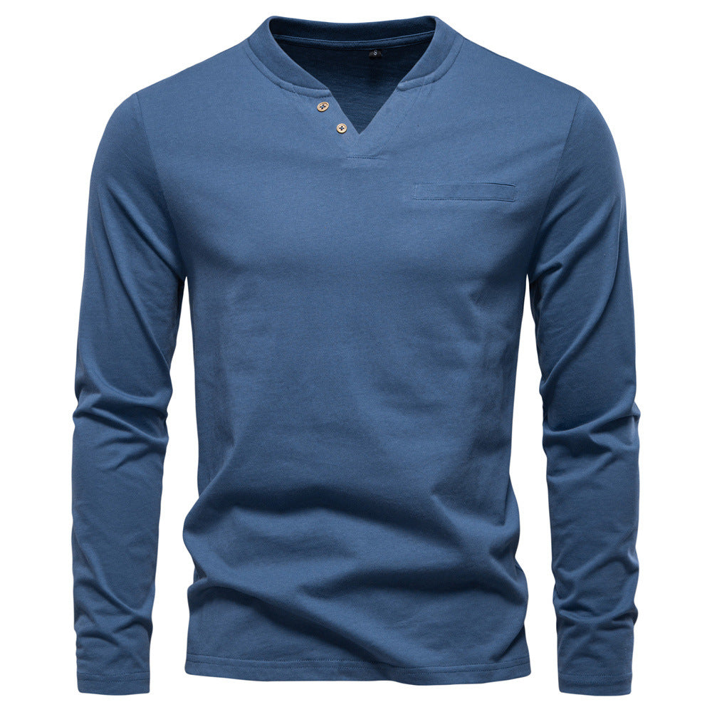 Herren Langarmshirt mit Henley-Kragen und praktischem Knopfdetail EB
