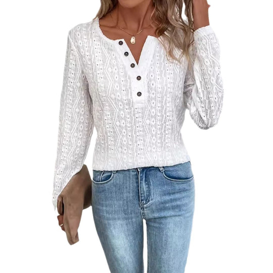 Damen Strukturierter Pullover mit Knopfdetails EB