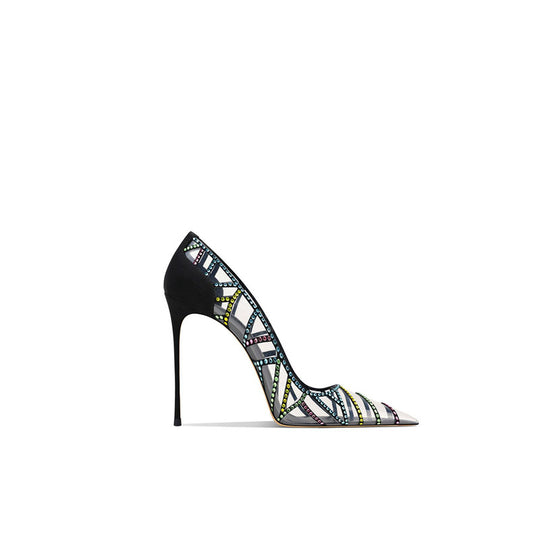 Damen elegante High Heel Pumps mit glitzerndem Strass-Design EB