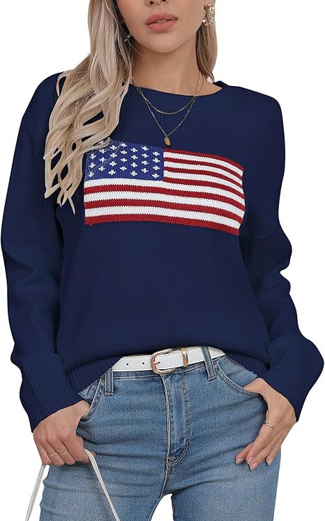 Damen Pullover mit Flaggenmotiv und strukturiertem Strick EB