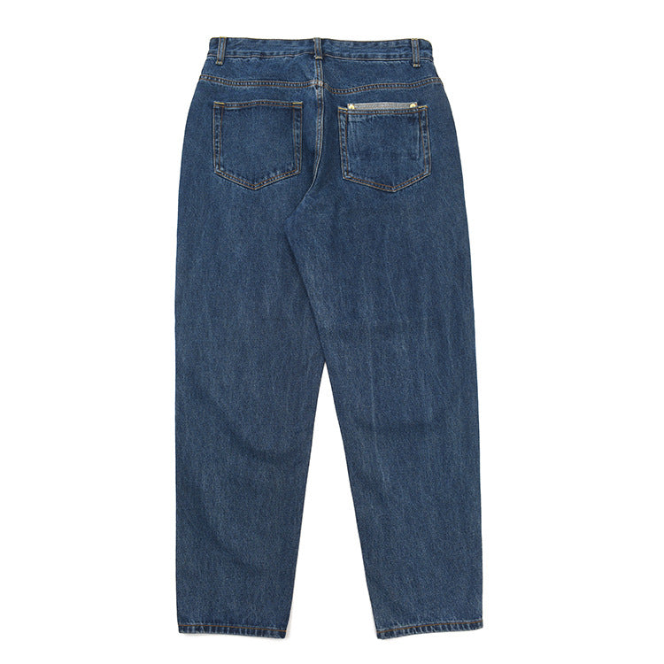 Damen High-Waisted Jeans im Vintage-Stil mit geradem Bein und praktischem Taschendesign EB