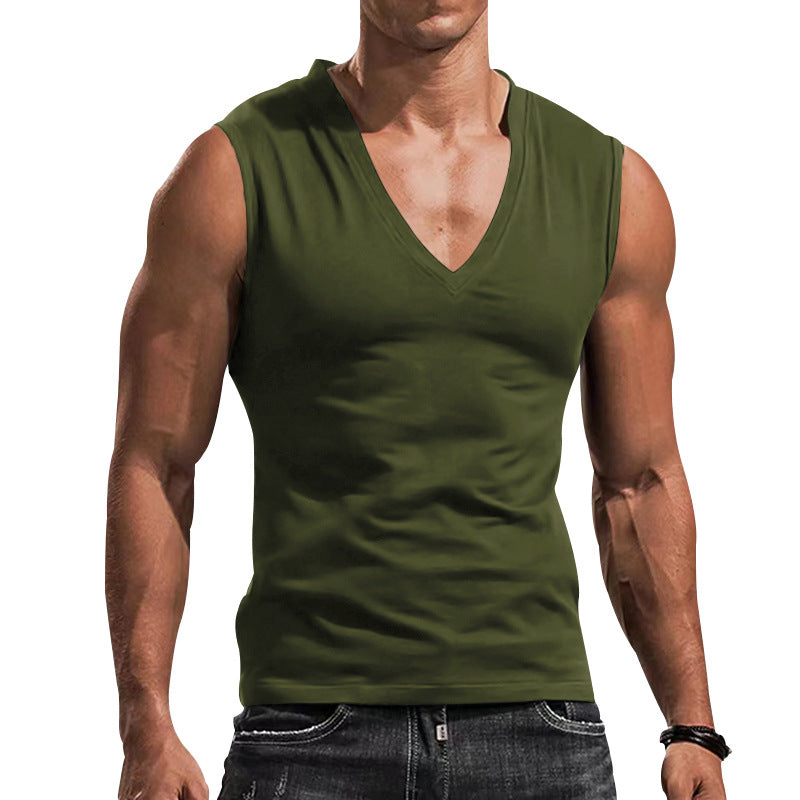 Herren nan tailliertes Tanktop mit tiefem V-Ausschnitt und Stretch-Baumwollmix EB