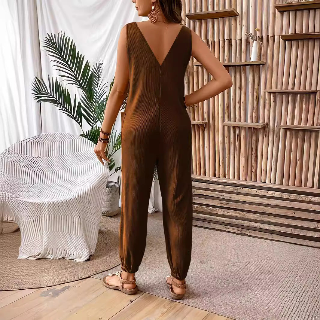 Damen Overall mit Taschen und weitem Bein EB