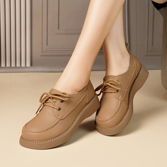 Damen Bequeme Schnürschuhe aus hochwertigem Leder mit ergonomischem Fußbett EB