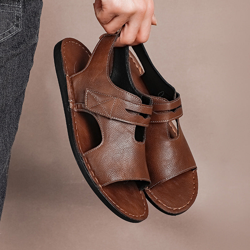 Herren Atmungsaktive Leder-Sandalen mit verstellbarem Riemen EB