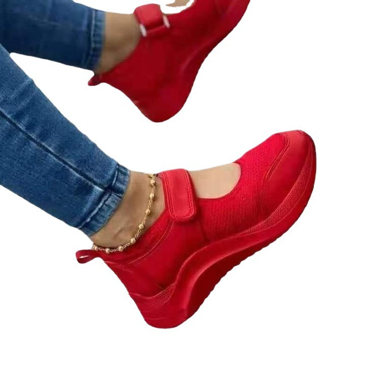 Damen Bequeme Velours-Laufschuhe mit Klettverschluss EB