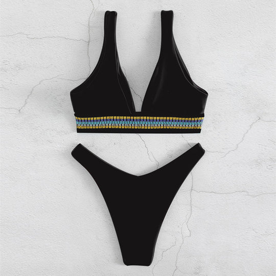 Damen Bikini-Set mit elegantem V-Ausschnitt und geschmackvollem Detail EB