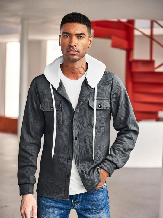 Herren modische Hybrid-Jacke mit abnehmbarer Kapuze und praktischen Taschen EB