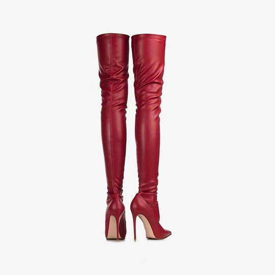 Femme Über-die-Knie Spitzenzehen Stiletto Stiefel EB