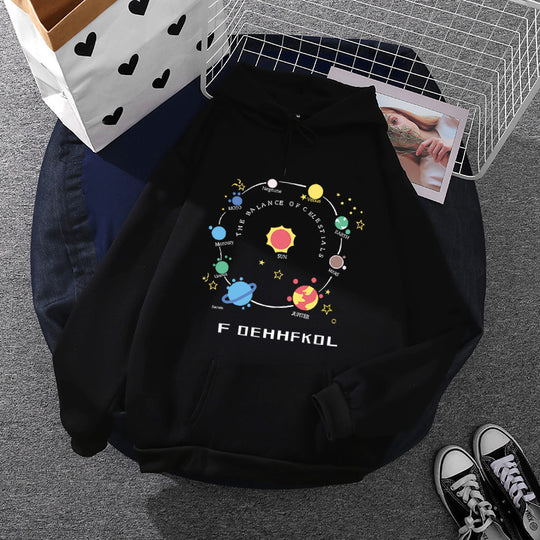 Damen nan Kapuzenpullover im Astronomie‑Print mit Kängurutasche und verstellbarem Kordelzug EB