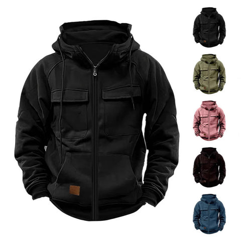 Herren Fleecejacke mit hohem Kragen und praktischen Taschen EB