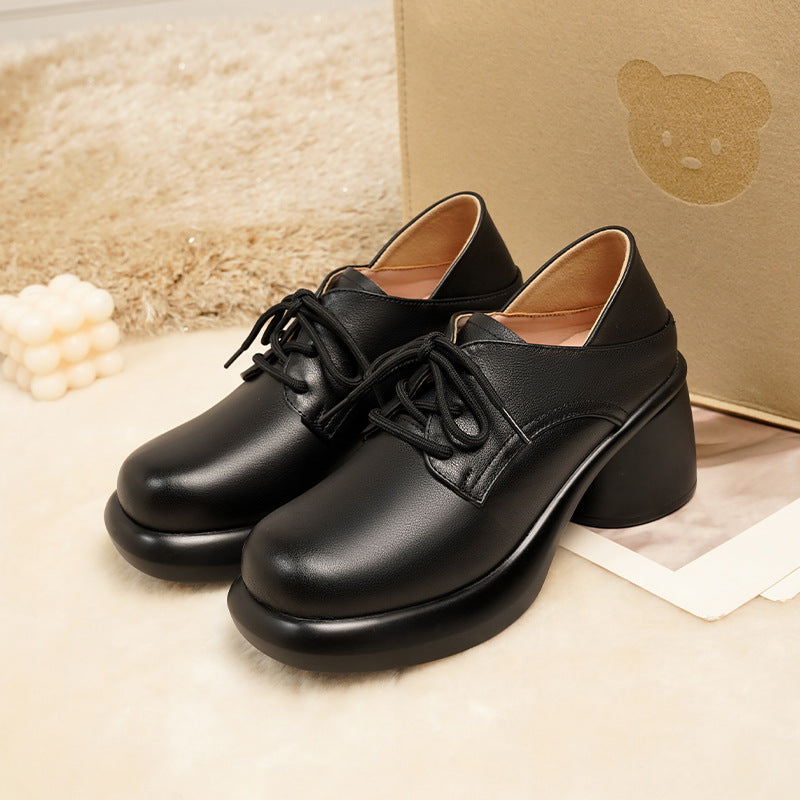 Damen Retro Schnürschuhe mit bequemer Plateausohle EB