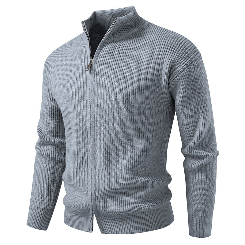 Herren Strickjacke mit hohem Kragen und durchgehender Reißverschluss EB