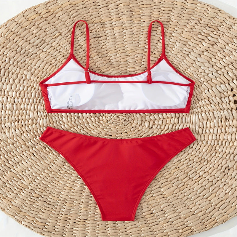 Damen Hochgeschnittenes Bikini-Set mit verstellbaren Trägern EB