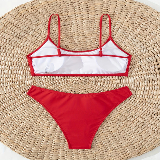 Damen Hochgeschnittenes Bikini-Set mit verstellbaren Trägern EB