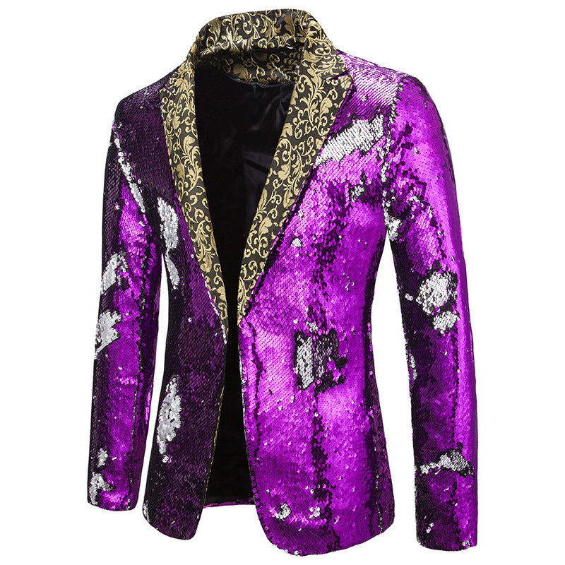 Herren extravagante Pailletten-Blazerjacke EB