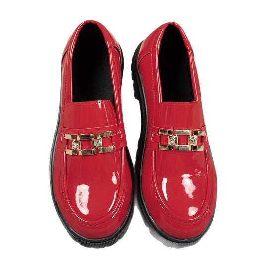 Damen Loafer mit glänzender Oberfläche und modischem Schnallenakzent EB