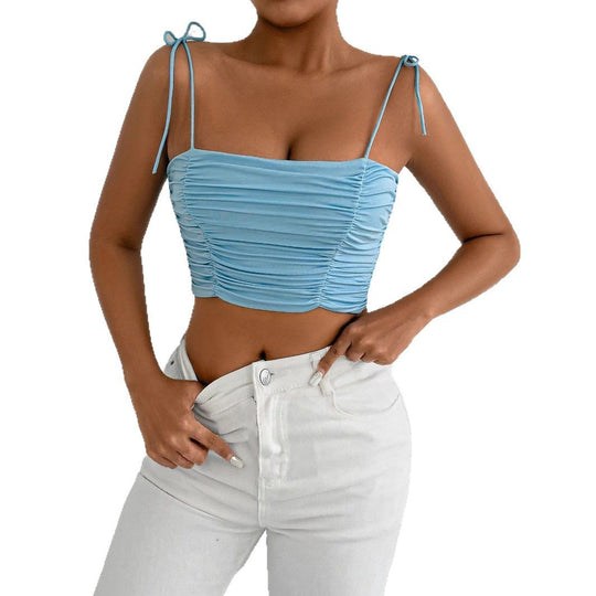 Damen Crop-Top mit Raffungen und verstellbaren Trägern EB