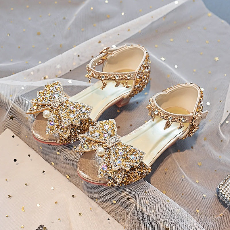 Mädchen Elegante und funkelnde Sandalen mit großen Schleifen EB