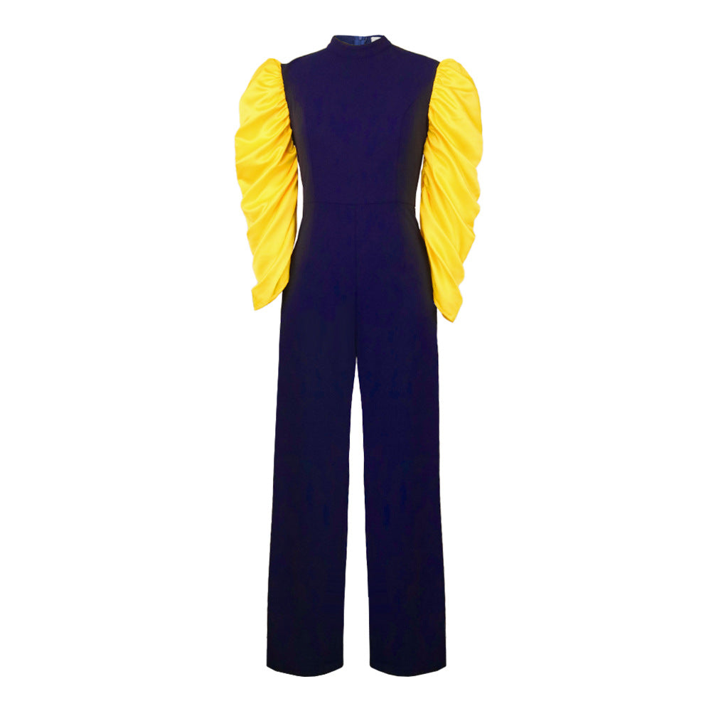 Damen Designer-Jumpsuit mit extravaganten Puffärmeln und eleganter Silhouette EB