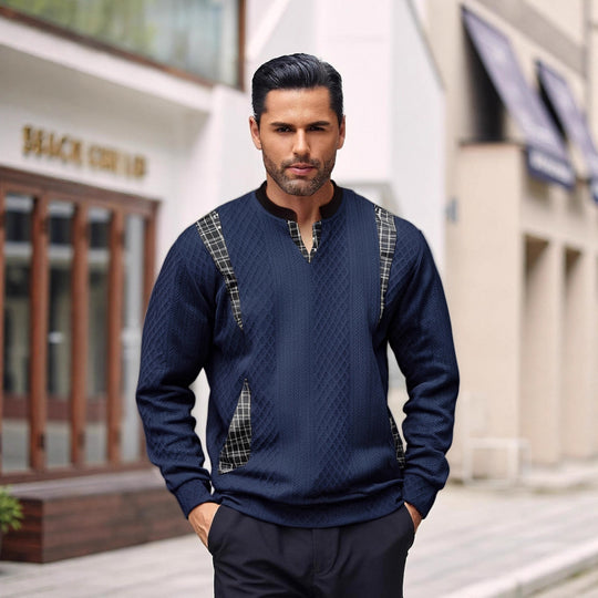 Herren Strickpullover mit modischen Karoelementen EB