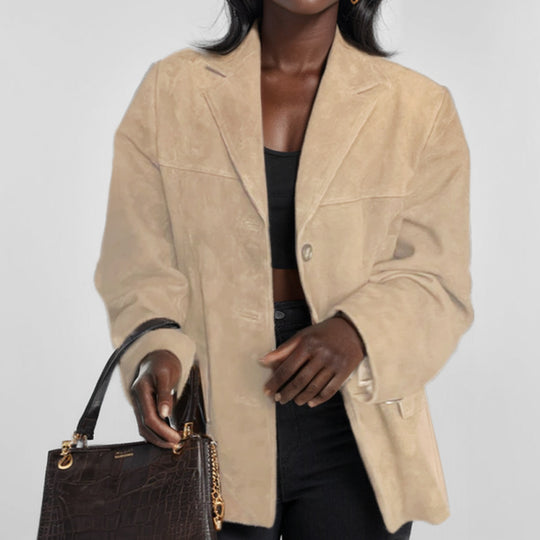 Damen modische Oversized-Blazerjacke aus weichem Material EB