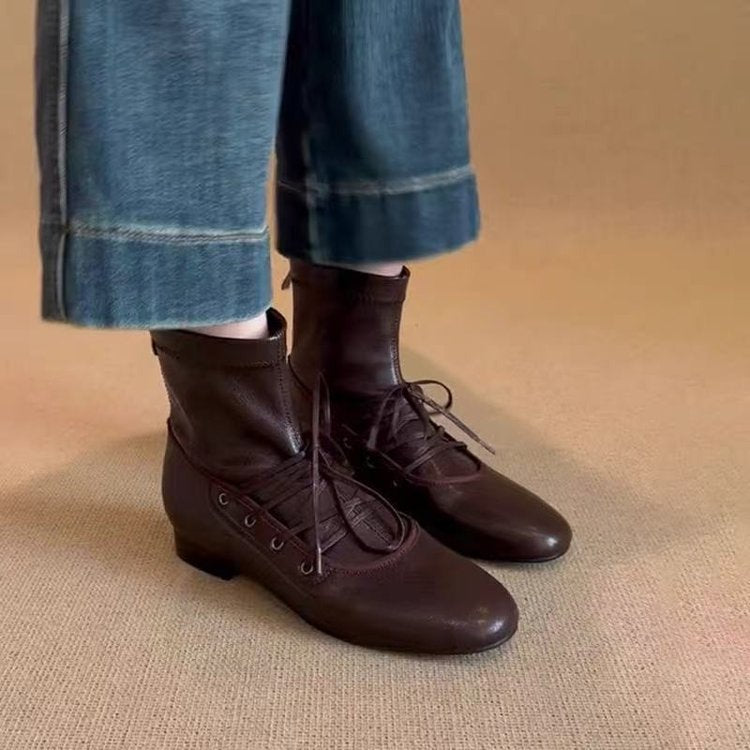 Damen elegante Schnürstiefel mit praktischer Reißverschlussöffnung EB