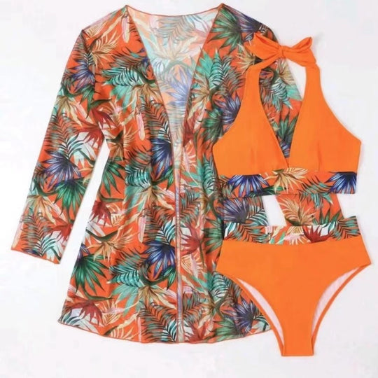 Damen Bikinikombination mit farbenfrohem Überwurf EB