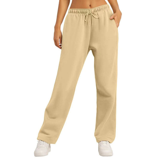 Damen nan extraweiche Relax-Hose mit hohem Komfortbund Kordelzug und geradem Bein EB