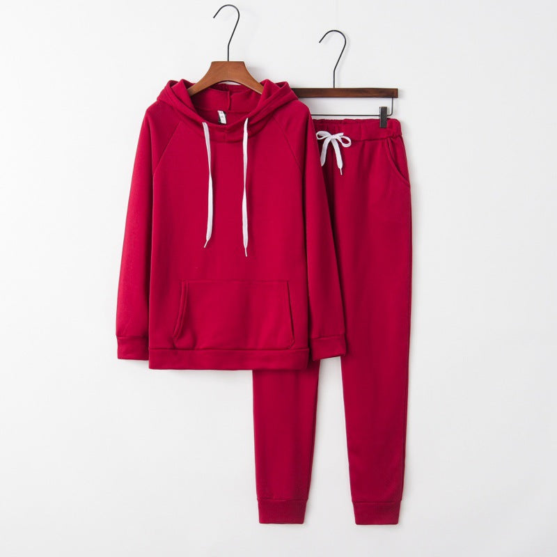 Damen Hausanzug-Set aus weichem Fleece mit Kapuzenpullover und Jogginghose EB