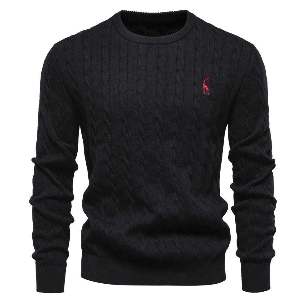 Herren Strickpullover mit Zopfmuster und Rundhalsausschnitt EB