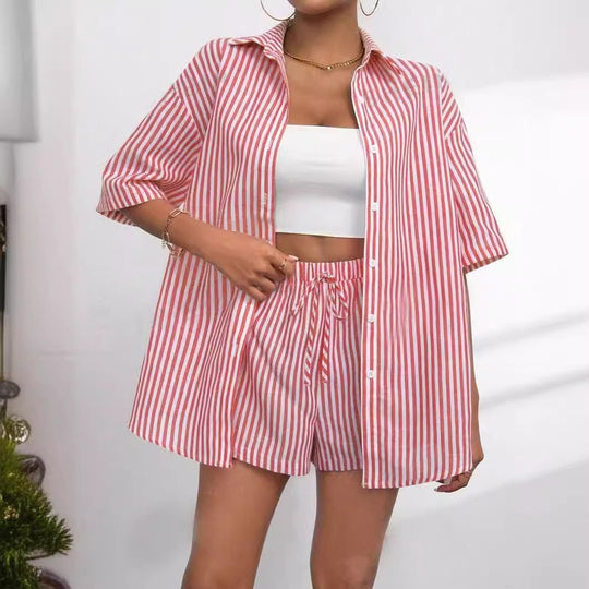 Damen lässiges Hemd und Shorts Set EB