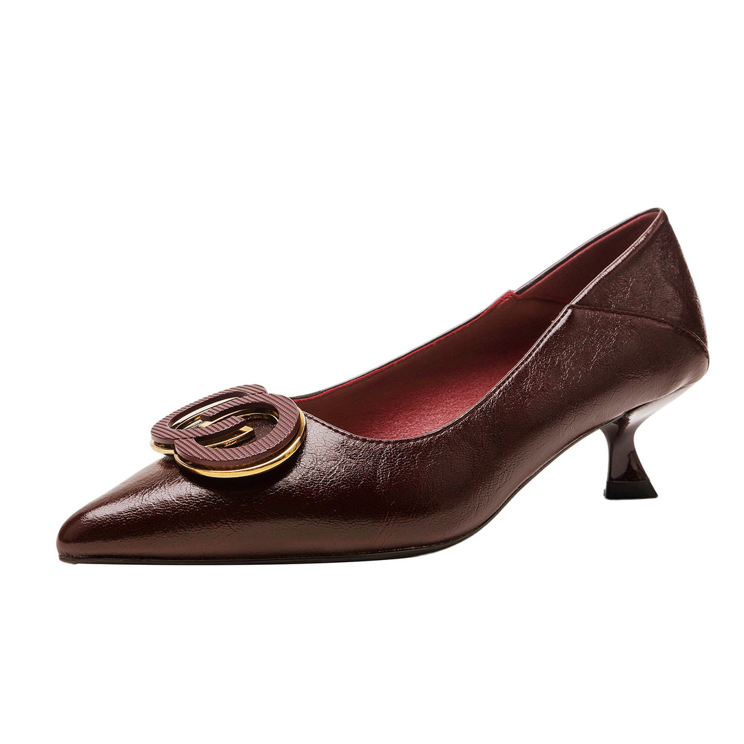 Damen stilvolle spitze Pumps mit dekorativem Schmuckelement EB