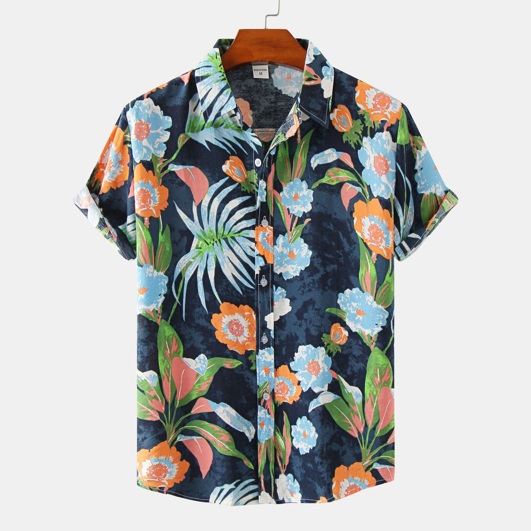 EB | Floral kurzärmeliges Blumenhemd Männer