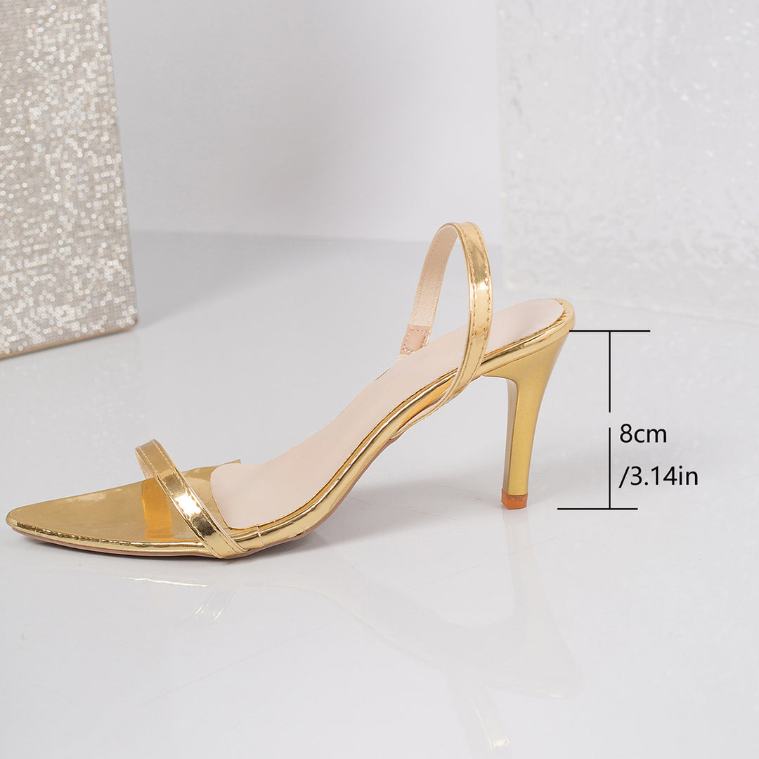 Damen Elegante Slingback Sandalen mit transparentem Mittelteil und modischem Absatz EB