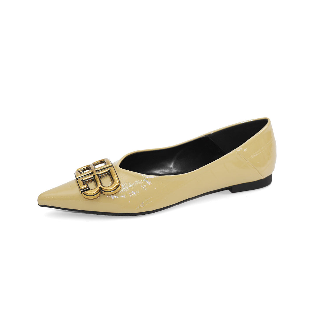 Damen elegante Ballerinas mit luxuriösem Metallakzent EB